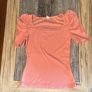 Amazon Pink Puff Sleeve Fitted Blouse